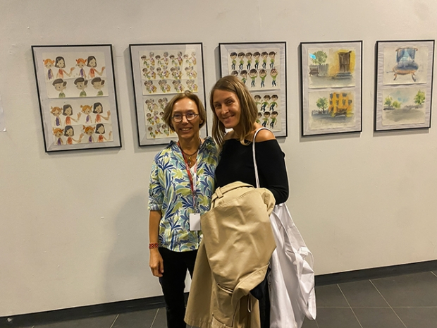 Radostina Neykova and Lea Vidakovic in front of The Boy Who Erased Kisses Exhibitions