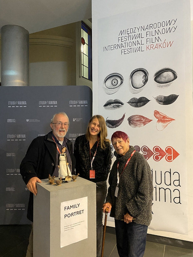 Peter Lord, Lea Vidakovic, and me at Lea‘s exhibition opening